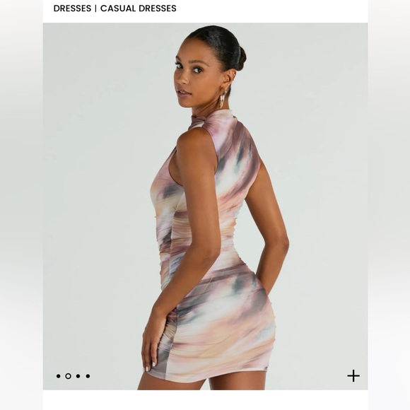 Neutrals Abstract Ruched Mini Dress - Picture 2 of 3